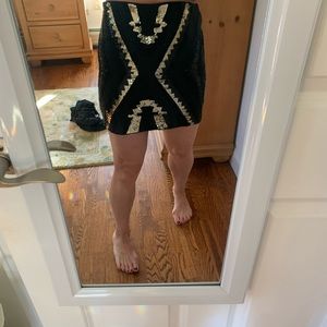 Black & Gold sequin mini skirt; never worn w-tags